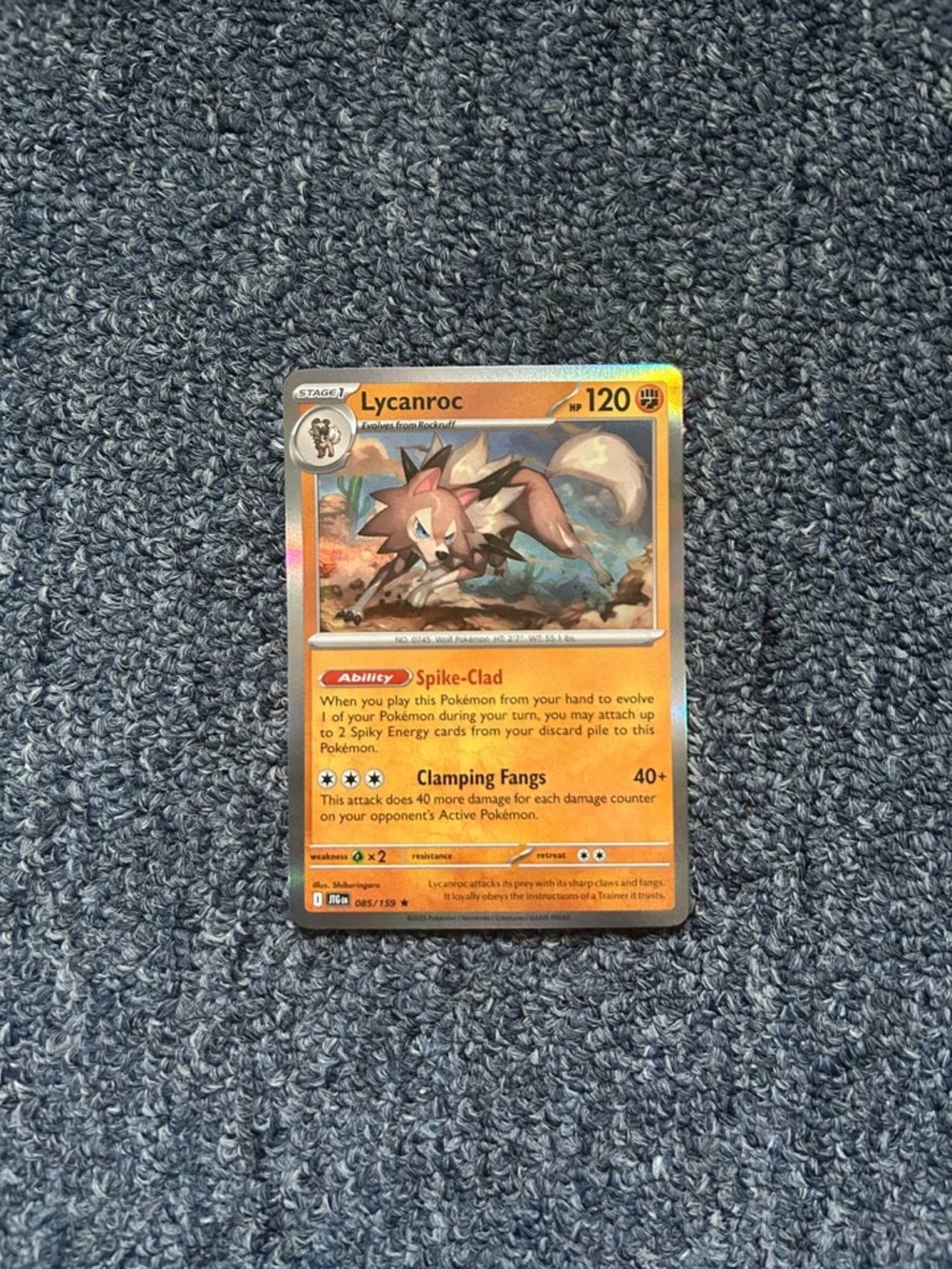 Pokemon Lycanroc Card - Orange and Brown Artwork